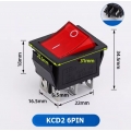 Switch ON/OFF 6PIN 250V 15A KCD2 สีแดง